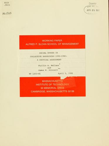 Cover for Social issues in collective bargaining 1950-1980