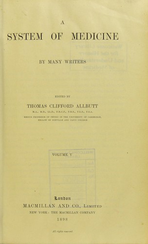 Cover for A system of medicine