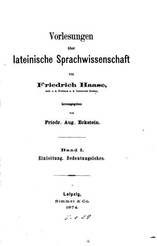 Cover for Vorlesungen über lateinische Sprachwissenschaft