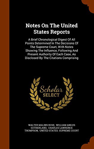 Cover for Notes On The United States Reports