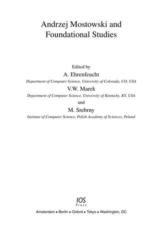 Cover for Andrzej Mostowski and foundational studies