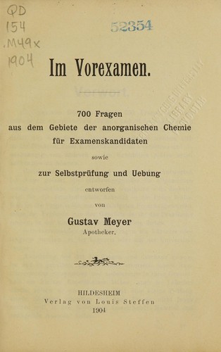 Cover for Im vorexamen