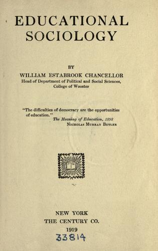 Cover for Educational sociology