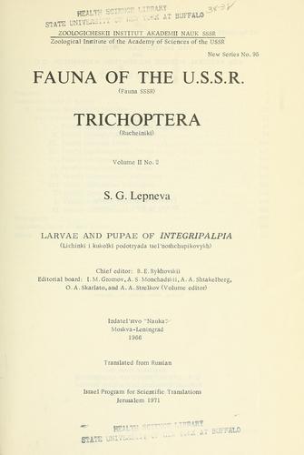 Cover for Fauna of the U.S.S.R.