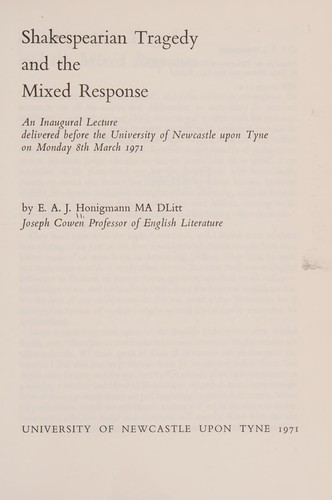 Cover for Shakespearian tragedy and the mixed response