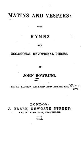 Cover for Matins and vespers