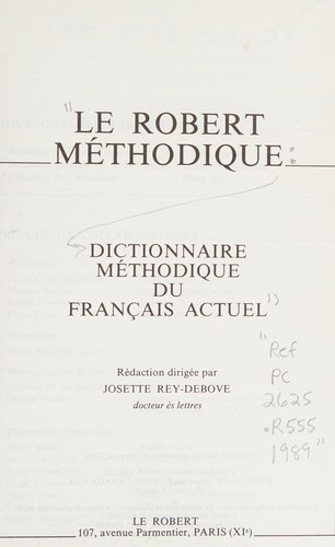 Cover for Le Robert méthodique