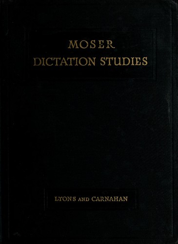 Cover for Moser dictation studies