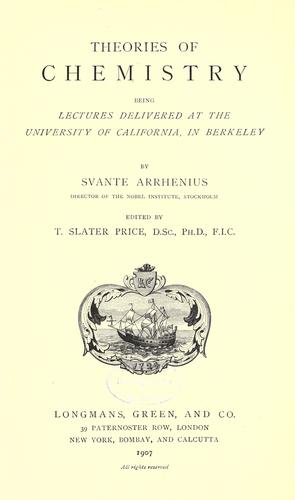 Cover for Theories of chemistry