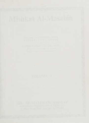 Cover for Mishkat al-Masabih