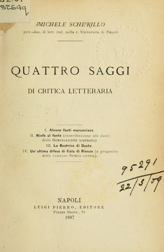 Cover for Quattro Saggi di critica letteraria