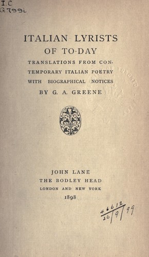 Cover for Italian lyrists of to-day