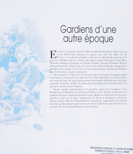 Cover for Les gardiens de but au hockey