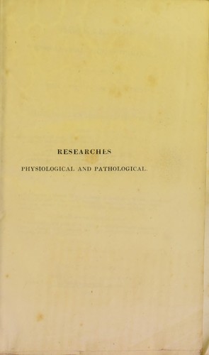 Cover for Researches physiological and pathological