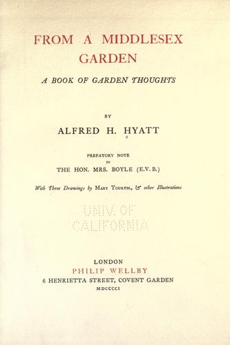 Cover for From a Middlesex garden