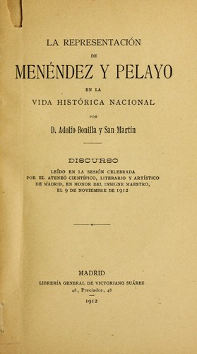 Cover for La representación de Menéndez y Pelayo en la vida histórica nacional
