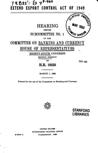 Cover for Extend Export Control Act of 1949