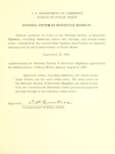 Cover for General location of national system of interstate highways