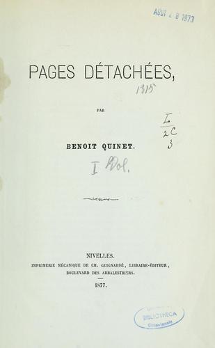Cover for Pages détachées