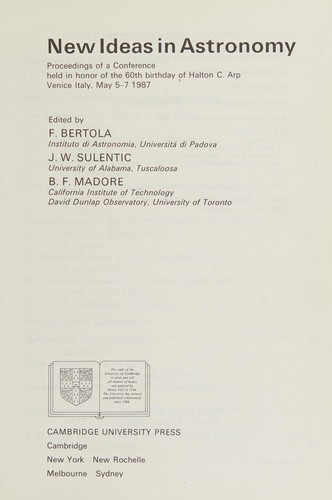 Cover for New ideas in astronomy
