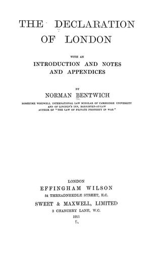 Cover for The Declaration of London
