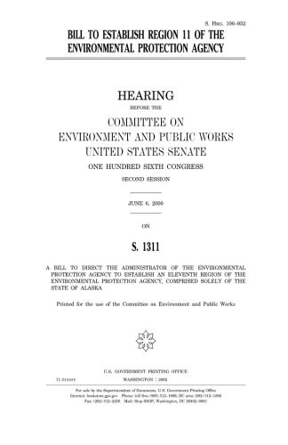Cover for Bill to establish Region 11 of the Environmental Protection Agency