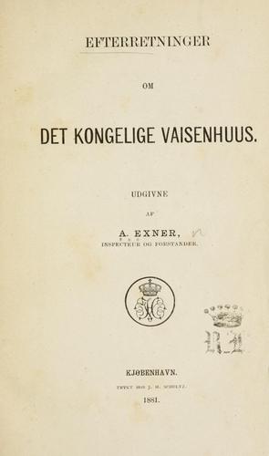 Cover for Efterretninger om det kongelige Vaisenhuus