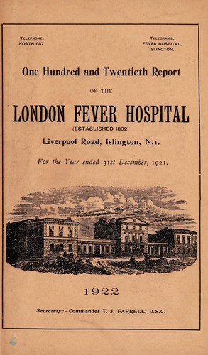 Cover for Report of the London Fever Hospital, Liverpool Road, Islington, for the year ending 31st December 1921