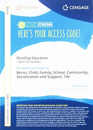 Cover for MindTap Education, 1 term  Printed Access Card for Berns' Child, Family, School, Community