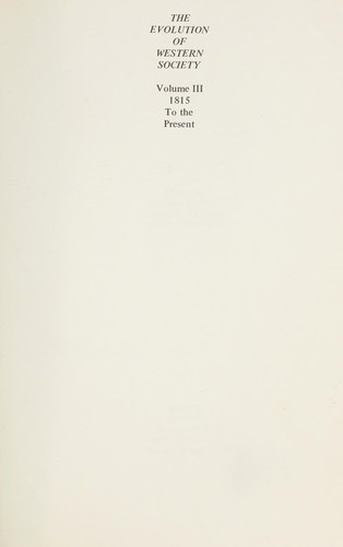 Cover for The Evolution of Western society