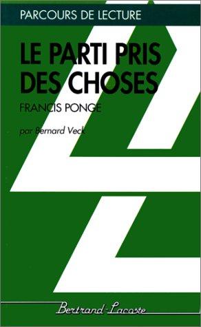 Cover for Le parti pris des choses, Francis Ponge
