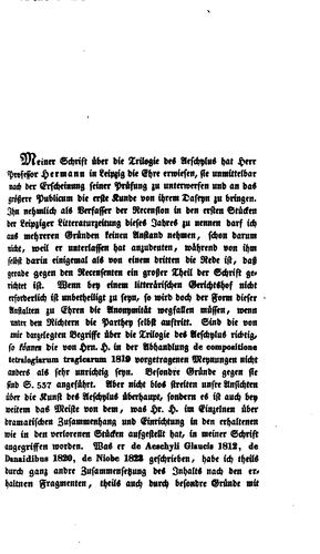 Cover for Nachtrag zu der Schrift über die äschylische Trilogie, nebst einer ...