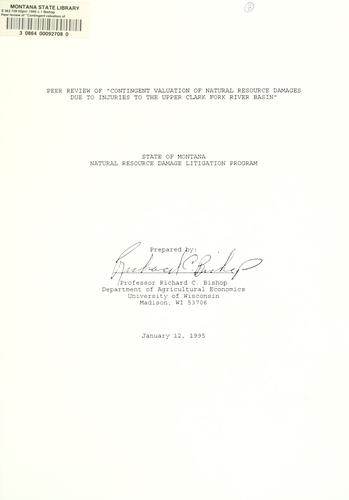 Cover for Peer review of "Contingent valuation of natural resource damages due to injuries to the upper Clark Fork River Basin"
