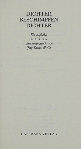 Cover for Dichter beschimpfen Dichter