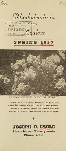 Cover for Rhododendrons and azaleas, spring 1957