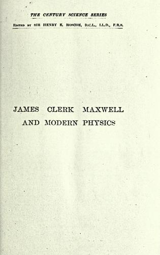 Cover for James Clerk Maxwell and modern physics