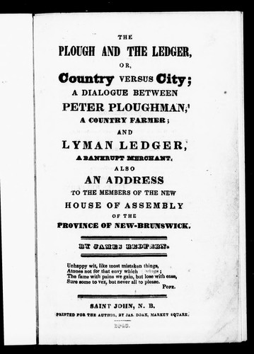 Cover for The plough and the ledger, or, Country versus city