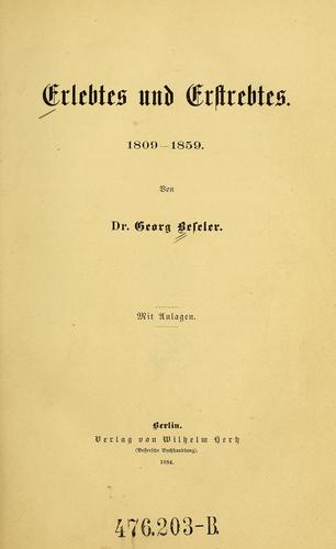 Cover for Erlebtes und Erstrebtes. 1809-1859.