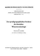 Cover for Zur sprachgeographischen Struktur der deutschen Winzerterminologie.