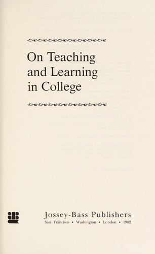 Cover for On teaching and learning in college