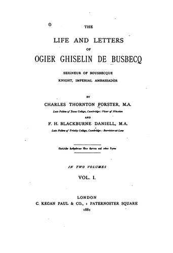 Cover for The life and letters of Ogier Ghiselin de Busbecq