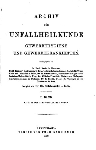 Cover for Archiv für Unfallheilkunde, Gewerbehygiene und Gewerbekrankheiten