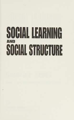 Cover for Social learning and social structure