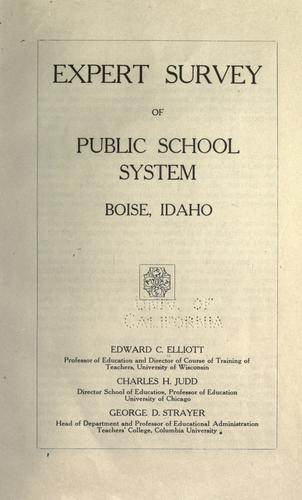 Cover for Expert survey of public school system, Boise, Idaho