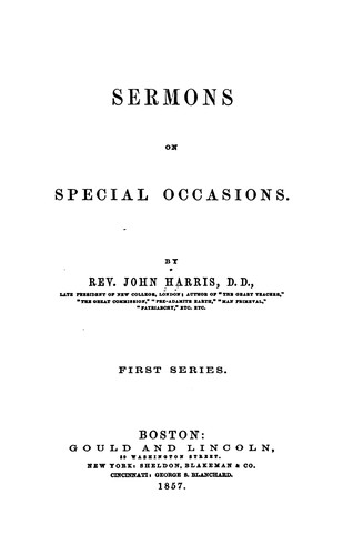Cover for Sermons on Special Occasions
