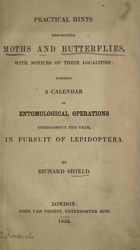 Cover for Practical hints respecting moths and butterflies, with notices of their localities