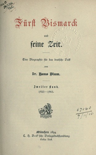 Cover for Fürst Bismarck und seine Zeit