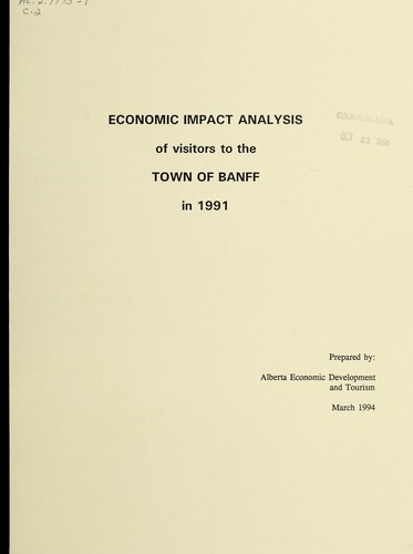 Cover for Economic impact analysis of visitors to the town of Banff in 1991