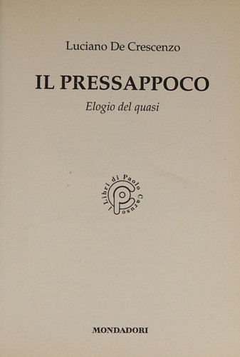 Cover for Il pressappoco