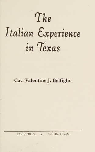 Cover for The Italian Experience in Texas